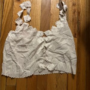 Doen White Lace Trim Tank Top - medium